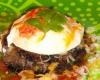 Poached Egg and Red Bean Cakes